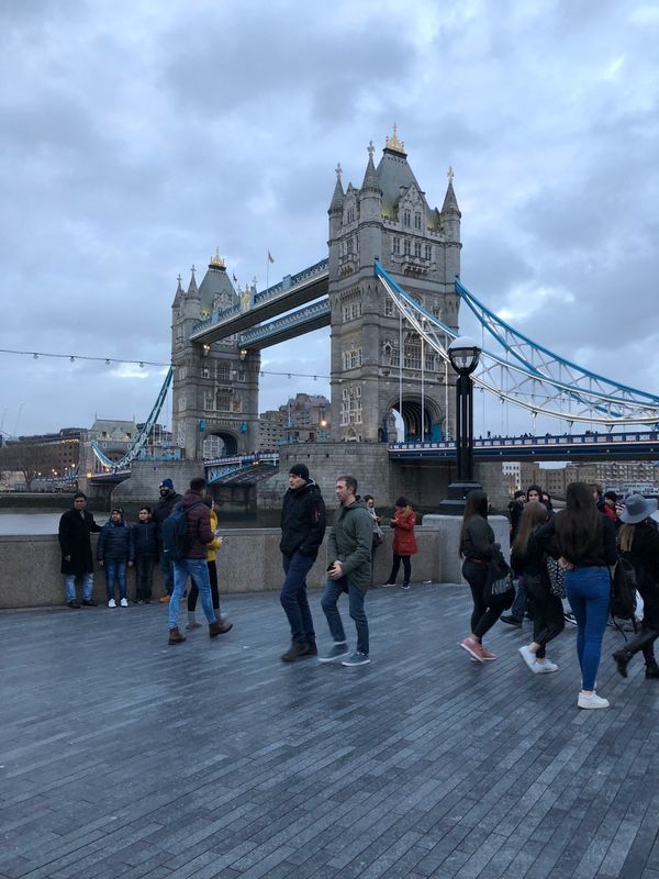 イギリス(英国)・ロンドン「初めてのUK」の写真：観光地はタワーブリッジ、修復作業中のビッ...