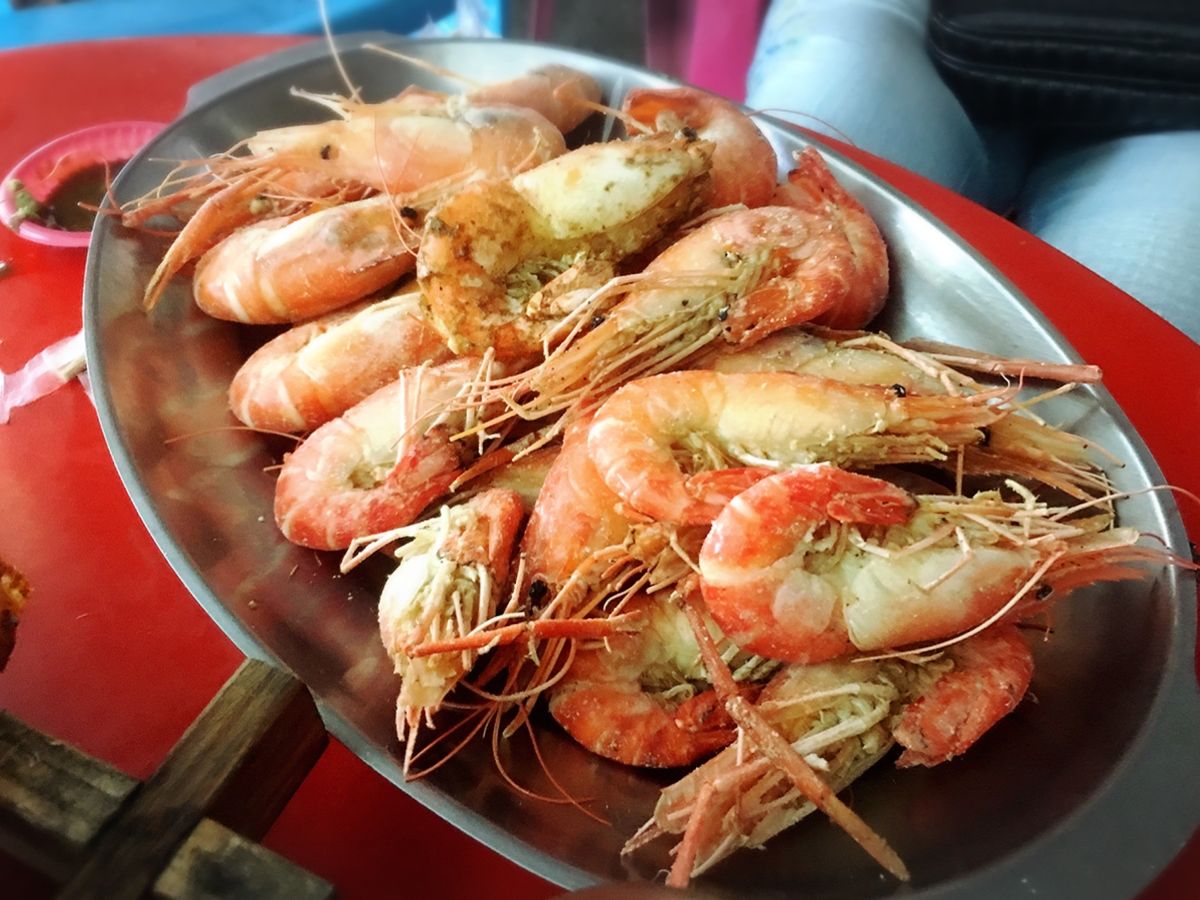 海老釣り場　釣った海老はその場で食べられるんだけど、ここでもおもてなし炸裂...