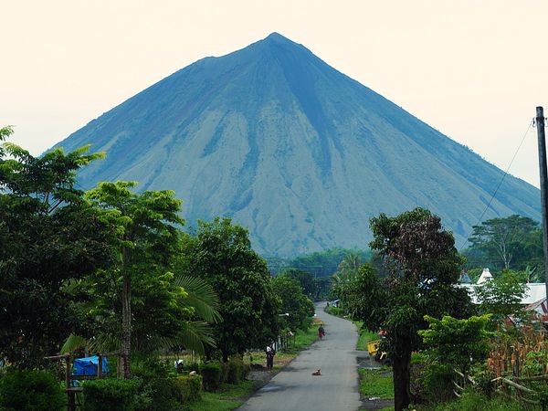 インドネシア・ラブアンバジョ「インドネシア クリムトゥ山を目指してフローレス島を横断」の写真：山々しくて意外と大きなフローレス島、公共...