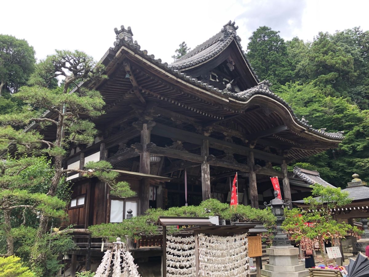 岡寺にはあちこちに花が飾られていました。