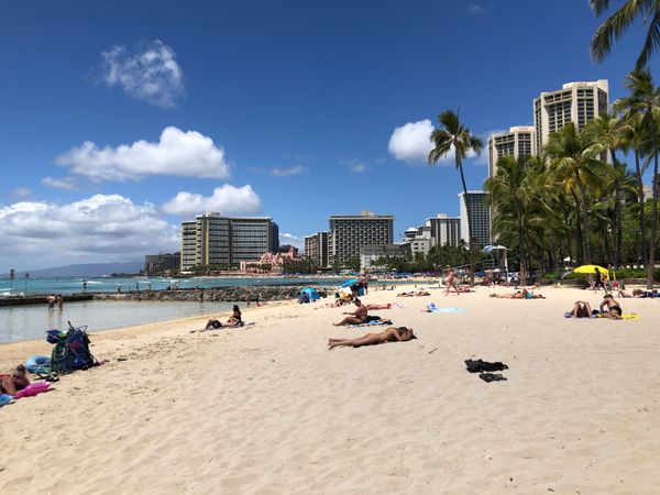 アメリカ(米国)・ホノルル「3世代ハワイ旅行2019」の写真：昼からクヒオビーチで泳いだ⛱
去年は海に...