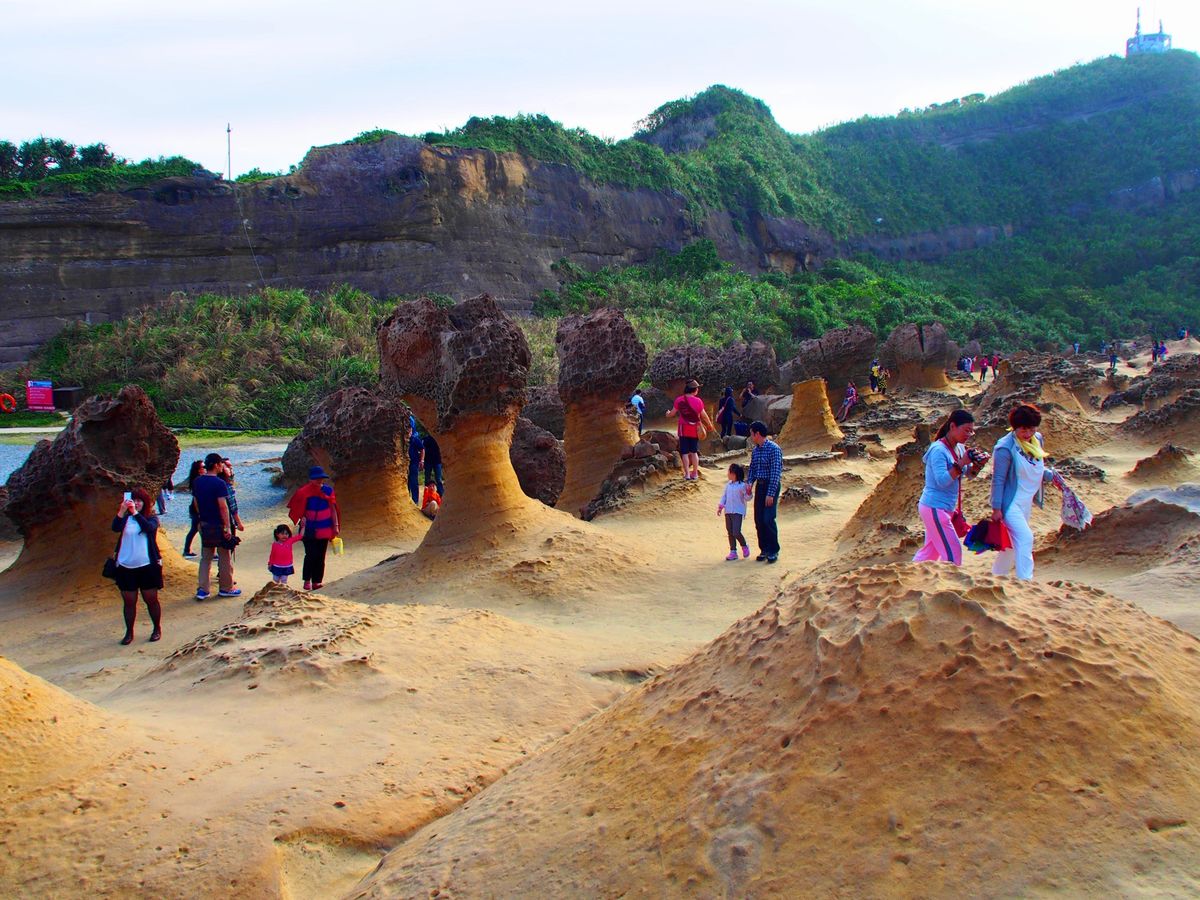 野柳
台湾北部の海岸にある景勝地。
きのこ型の岩がにょきにょきしてる。
こ...