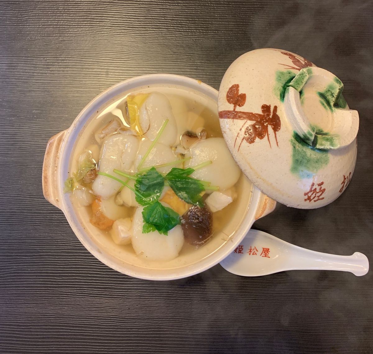 1）江山楼のチャンポン
2）姫松屋の具雑煮
3）水屋敷のかんざらし
4）匠...