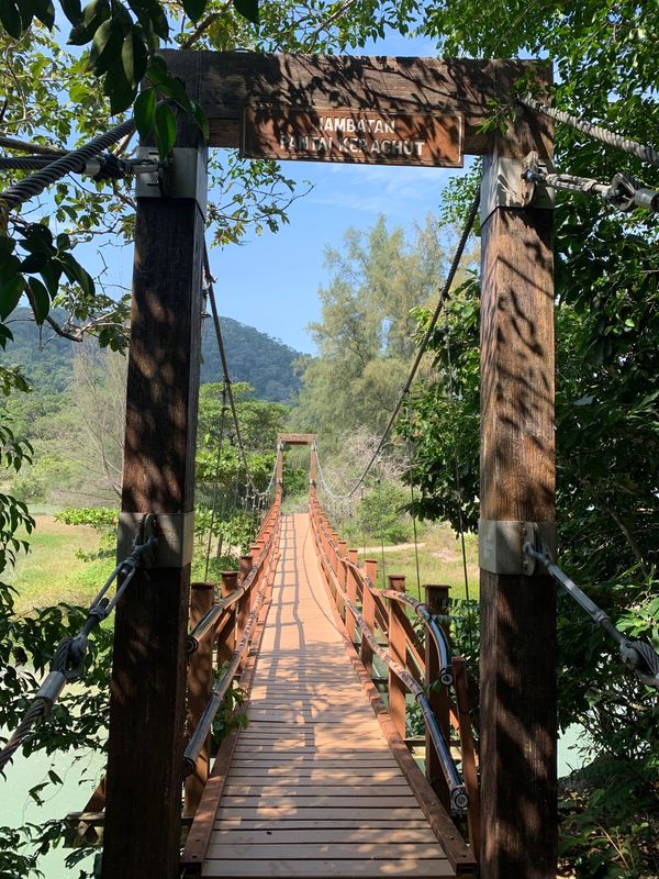 マレーシア・ペナン島「マレーシア　ペナン島」の写真：吊り橋を渡るとタートルビーチに到着！