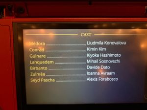 最後は国立歌劇場でバレエ「海賊」。日本人ダンサーも出演。最前列だったためオ...