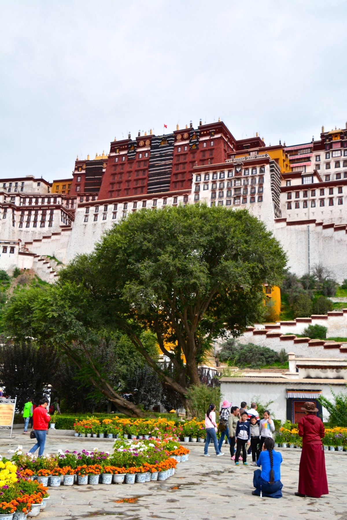 ポタラ宮。非常に大きく間近で見ると迫力あり。混雑しておりガイドはガイド仲間...
