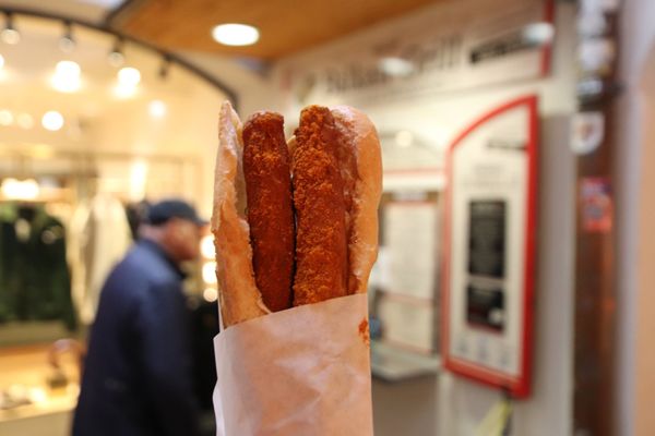 フィンランド・ヘルシンキ「ヨーロッパ旅行（2018.04.13-20）」の写真：ボスナっていう軽食とザルツブルクでの夕食。