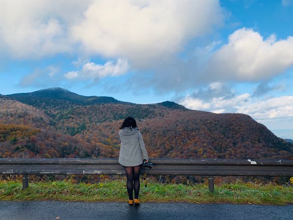 日本「福島~ドライブで紅葉の旅~」の写真：霧が出たり、雨が降ったり、太陽がさしたり...