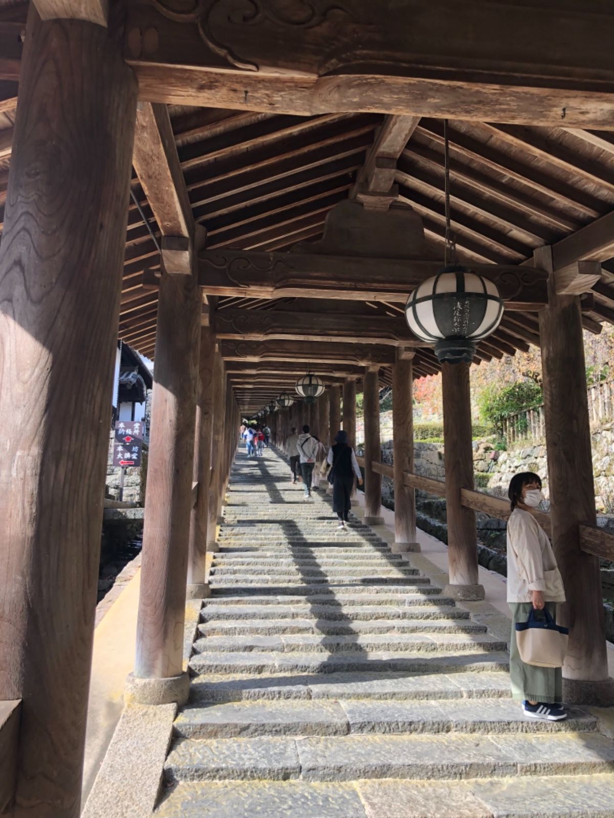 室生寺の次は牡丹で有名な長谷寺へ。紅葉もほんのり色づいていました。