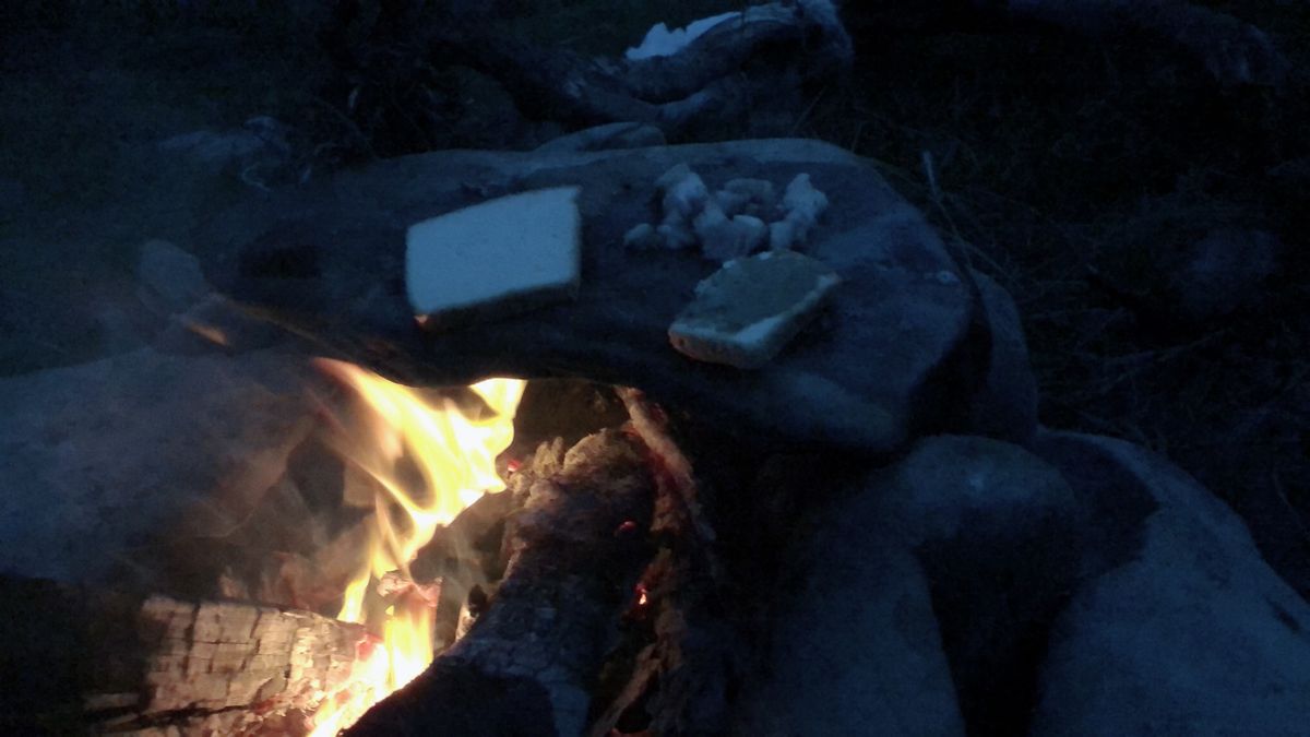 テントに泊まった。まさかの野外泊。思ったよりも寒かったので焚き火でなんとか...