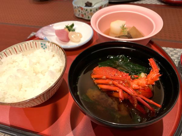 日本・鴨川「鴨川館とシーワールド」の写真：お夕食🥢
お味噌汁にどどーんと贅沢な🦞