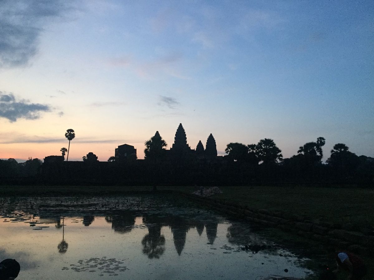 朝のアンコールワット。スマホとミラーレスで撮りました。昼食のアモックは親子...