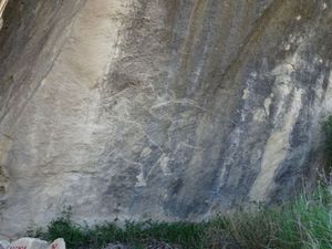 全ての写真は岩絵群で、人々、舟、牛や馬がわかります📷