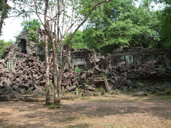 カンボジア・シエムリアップ「カンボジア　アンコール遺跡」の写真：ベンメリア遺跡　立派なナーガ像がお出迎え
