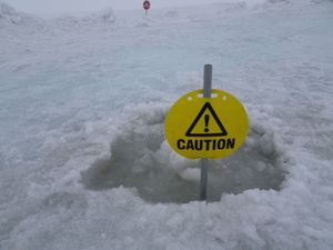 1枚目はアサバスカ氷河に向かう雪上車、2枚目から4枚目はコロンビア大氷原の...