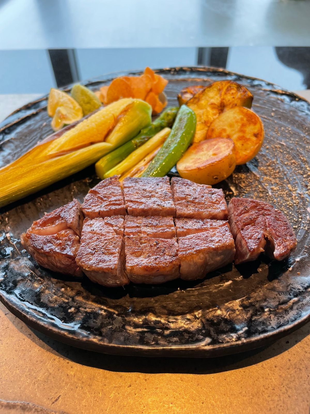 鉄板焼きランチ。この度で激太りしてそう。。。