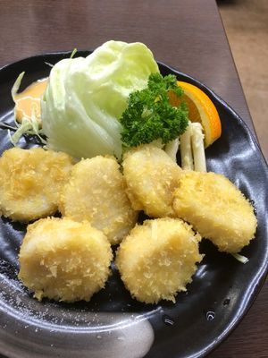 食事処おさないでホタテ貝焼き味噌定食&ホタテフライ。