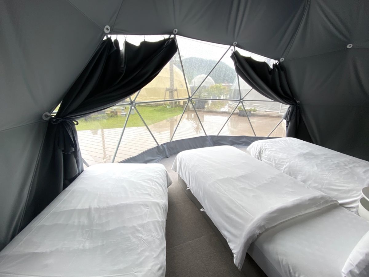 直島ではSANA MANEでグランピング！
1人だけ簡易ベッドだから
公平...