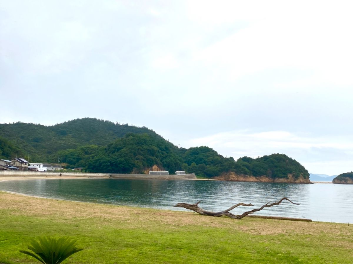 テントの様子
外から撮ると囚われの人みたい😂

目の前のビーチは夏だったら...