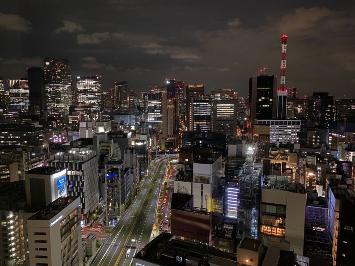 ホテルの部屋から見える銀座の夜景
コロナで灯りが少ないけど
十分綺麗🌃