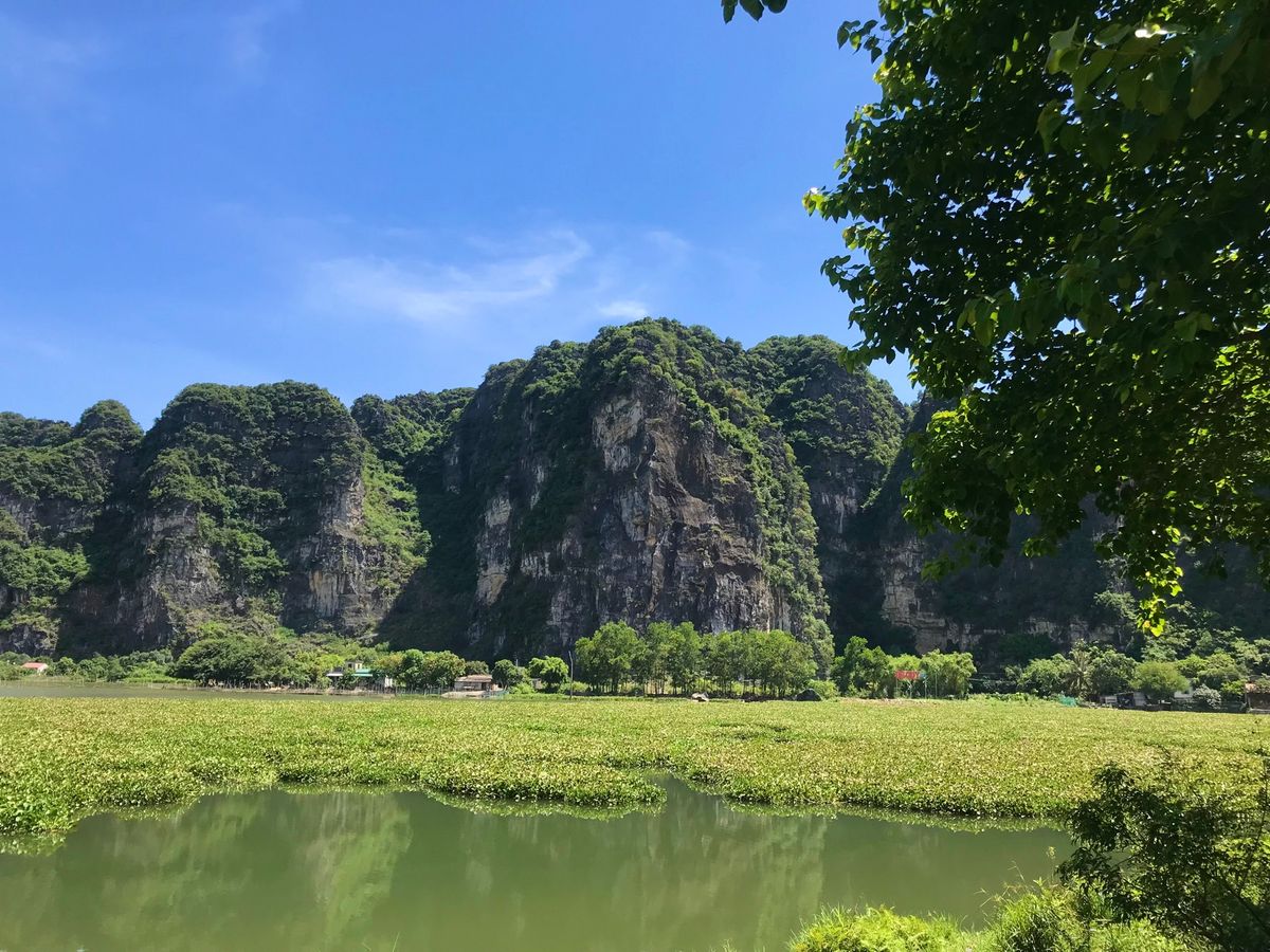 ニンビンの市内でレンタルしたバイクで出発。
市内を少し外れただけで、ぽこぽ...
