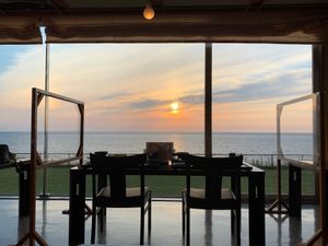 夕陽を眺めながらのビールは最高です♪