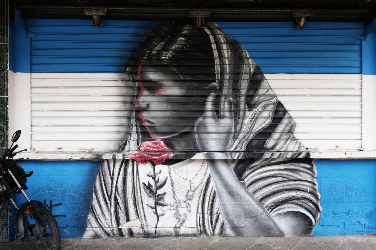 サンサルバドル旧市街広場の横。ワクチン接種会場もあった