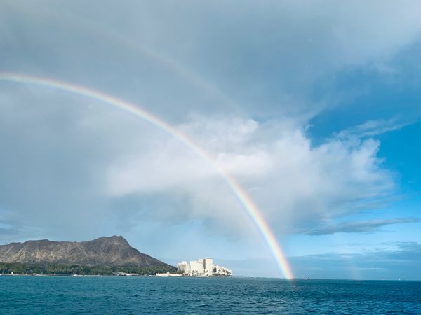 アメリカ(米国)・ハワイ「オアフ島」の写真：急きょサンセットクルーズに出て、ダブルレ...