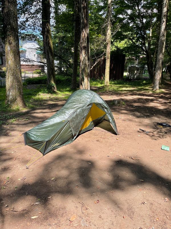 日本・山梨県「山中湖キャンプ　ノルディスクテレマーク1ULW」の写真：ノルディスク　テレマーク　1
初張り

...