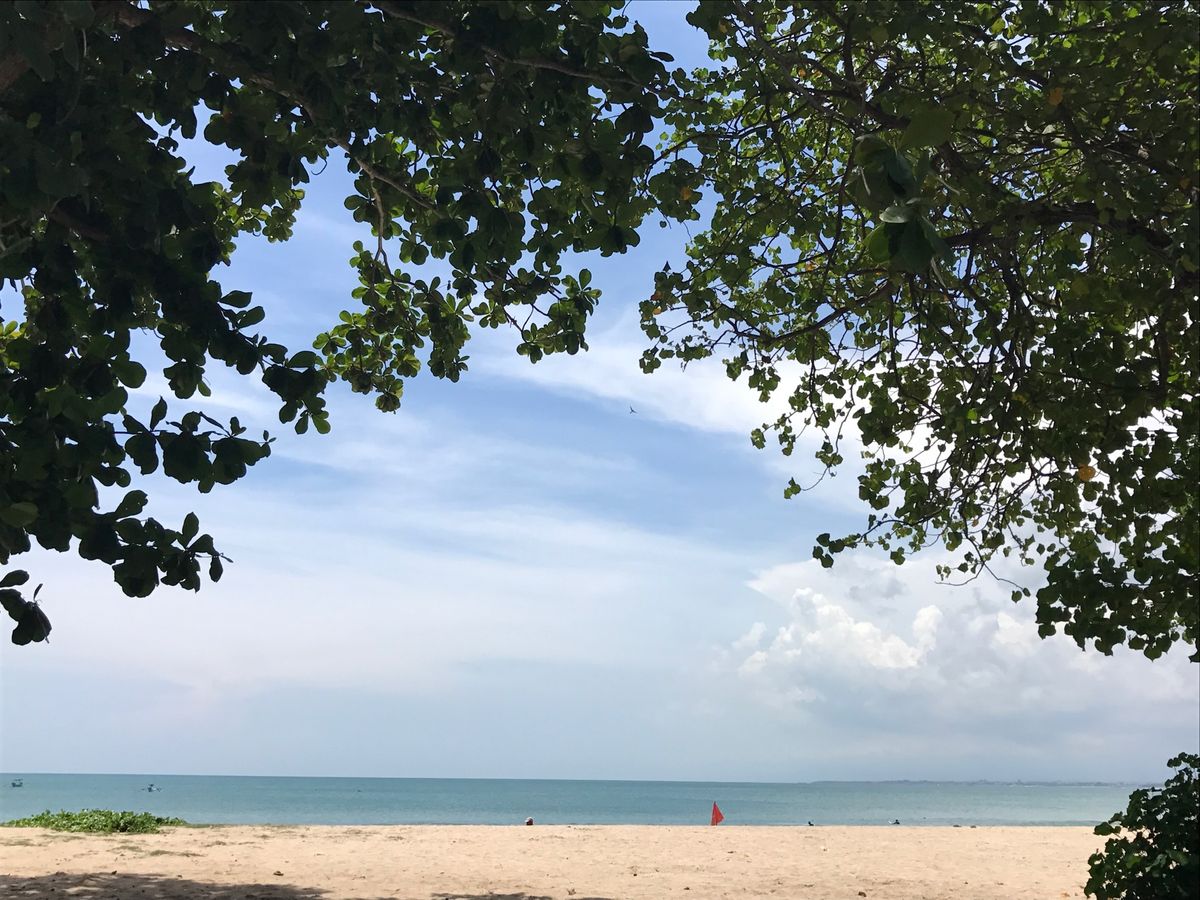 クタビーチ目の前のホテルに滞在、毎日サーフガイドが迎えに来て舟で沖にでる。...