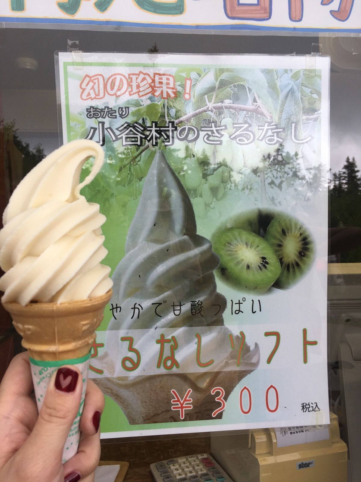 さるなしソフトは、りんご🍎みたいな味だった！
キウイかと思ってた🥝