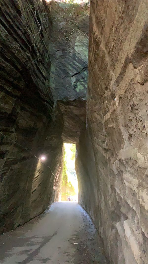 日本・千葉県「千葉ドライブ🚗 ³₃」の写真：燈籠坂大師の切通しトンネル。
圧倒されます！！