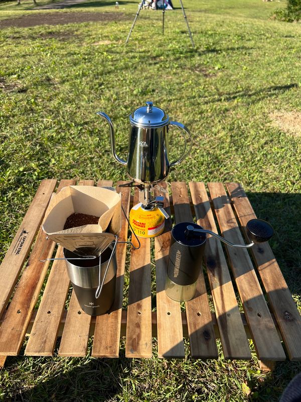 日本・山梨県「台風の田貫湖キャンプ」の写真：朝コーヒー
Goodmorning!!!