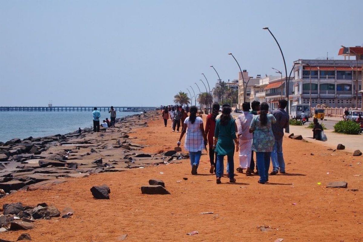 インド南部のポンディシェリーは、フランスの統治下だった時期があり、街の雰囲...