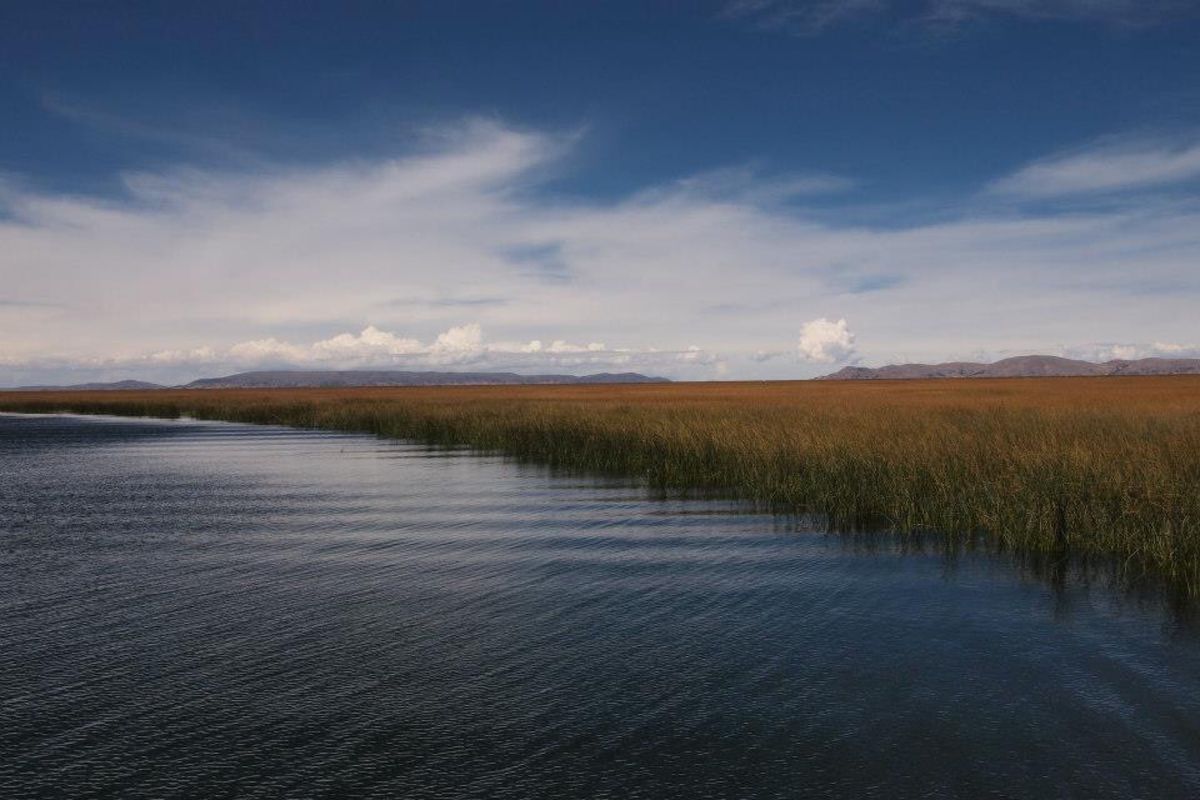 チチカカ湖のペルー側！
空が近い！