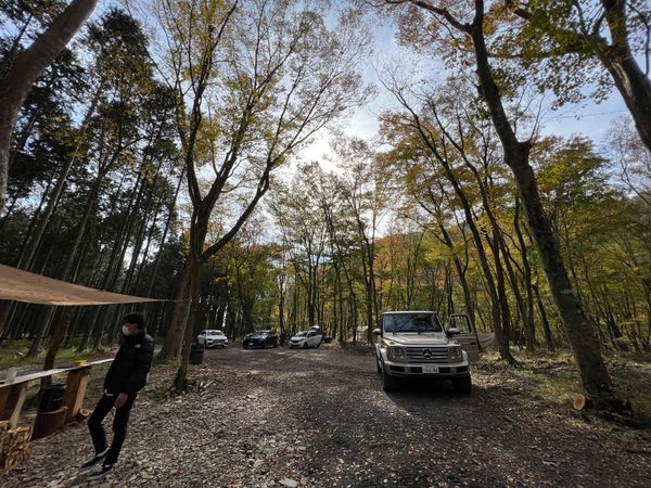 日本・山梨県「ふもっぱらキャンプ/Mercedes me Forest」の写真：今回試乗したのが「メルセデスベンツGクラ...