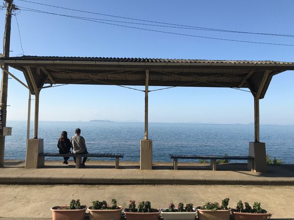 日本・愛媛県「下灘駅」の写真