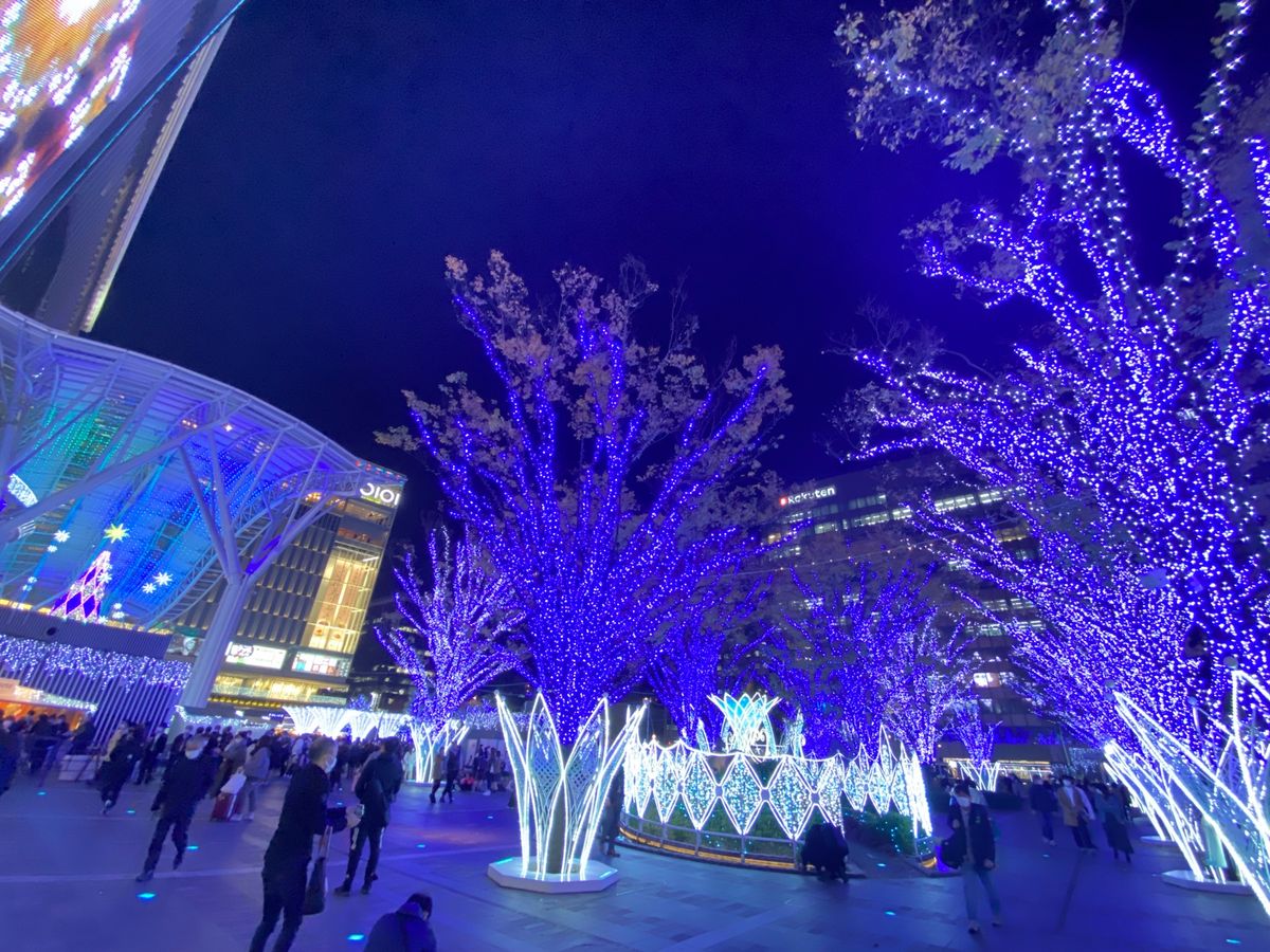 博多駅のイルミネーションが綺麗だったな。