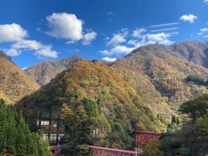 紅葉がとっても綺麗でした✨
トロッコは寒かったですが、景色が良く、トンネル...