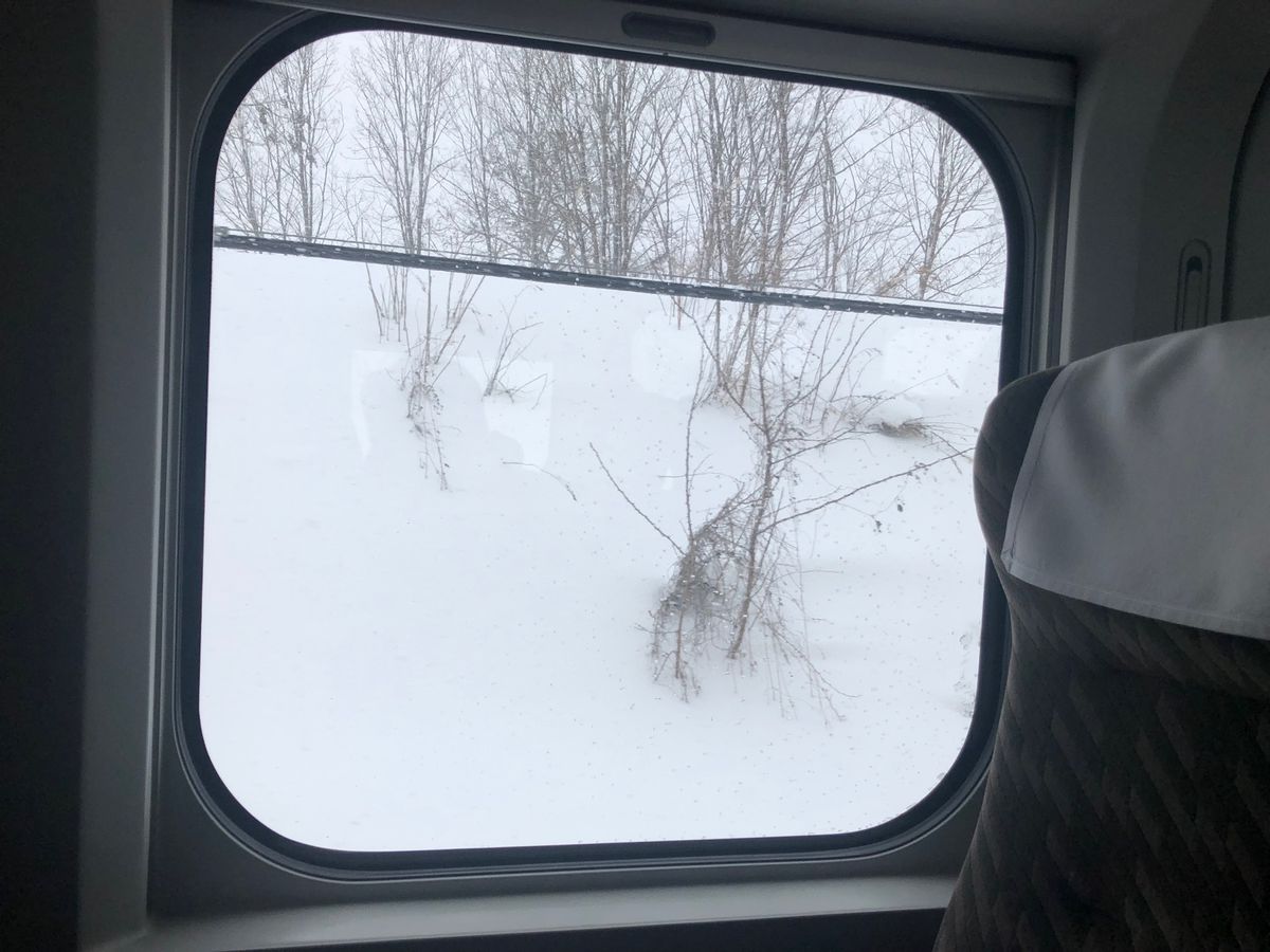 久しぶりのつばさに乗って、山形に出発！！
窓の外は銀色の世界、絶対寒いだと...