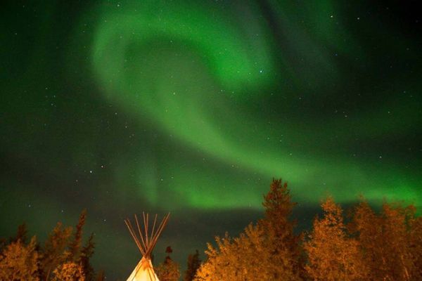 カナダ・イエローナイフ「オーロラ＆ナイアガラ」の写真：オーロラばっちり見られました👌