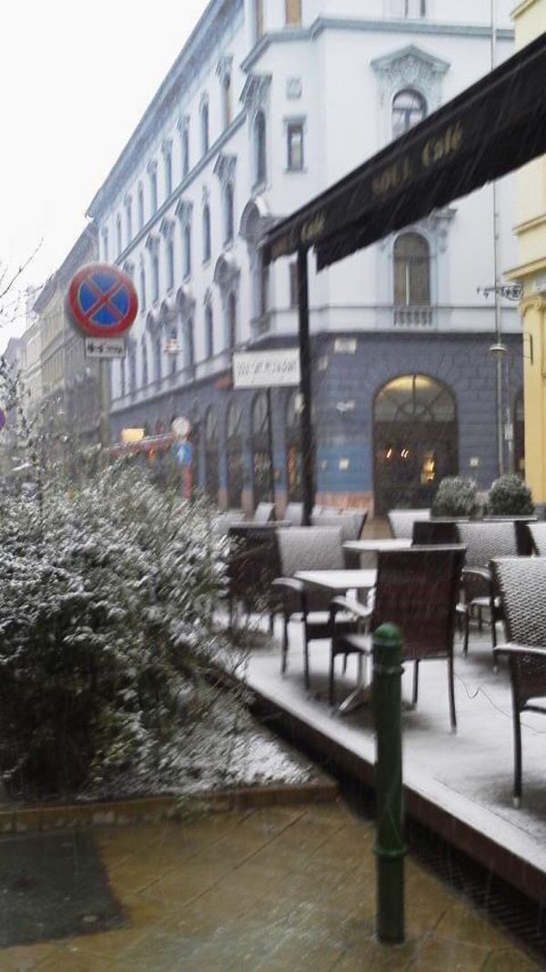 ハンガリー・ブダペスト「ブダペスト・ウィーン」の写真：この年は3月下旬に大雪に見舞われました💦