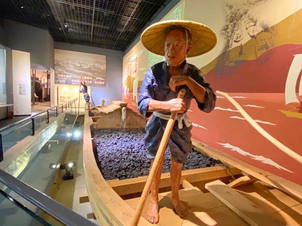 日本・福岡県「初めての🦕いのちのたび博物館🦖」の写真：石炭を運んでいた舟
わかりやすい！