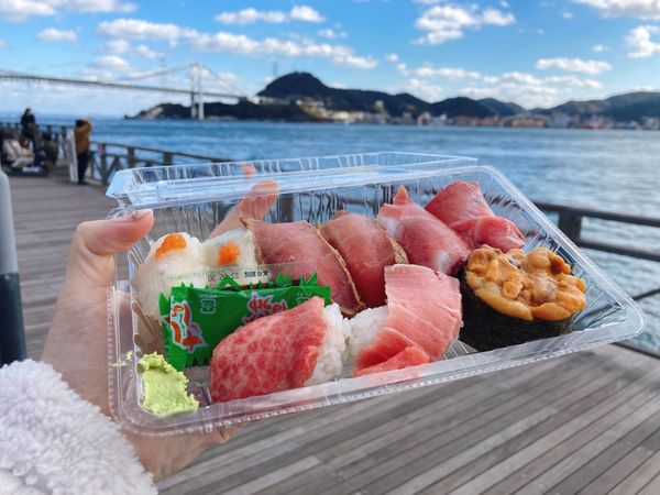 日本・佐賀県「九州半周二人旅」の写真：一日目①唐戸市場〜火の山公園展望台