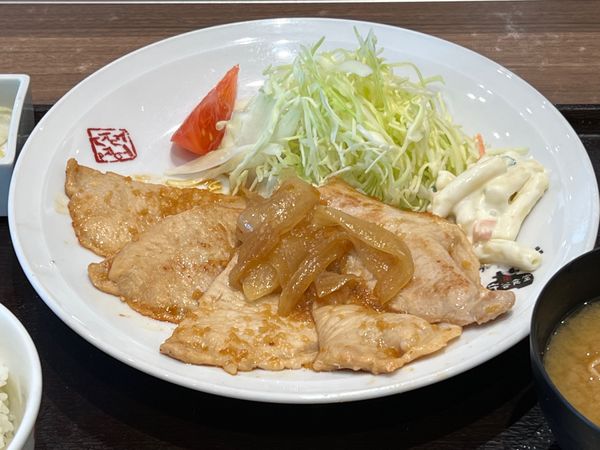 日本・茨城県「静ヒルズカントリークラブでキャンプ！」の写真：守谷サービスエリアの生姜焼き定食
前回こ...