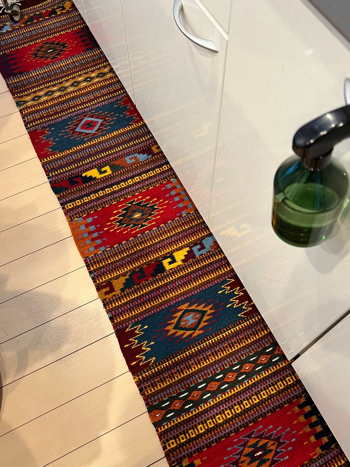 オアハカで買ったタペテをキッチンに敷いたら
早速愛犬がキッチンにいるときは...