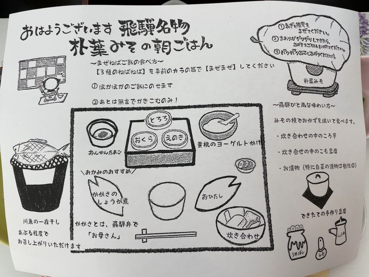 この日の朝ごはんはやっぱり朴葉味噌。ご飯が進みます。