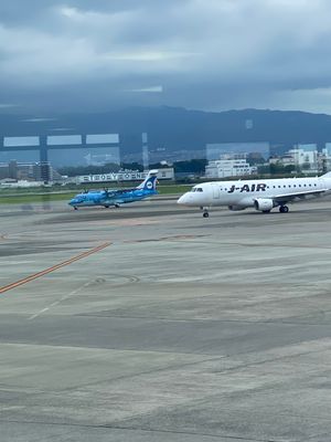 行きは曇り空でよく揺れました。
富士山見えず〜。
乗客は40%くらいかな？...