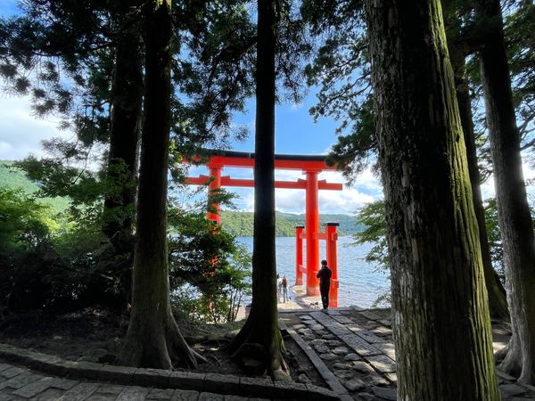 日本・箱根「県民割で箱根日帰り旅」の写真：初めての箱根神社参拝⛩
芦ノ湖に面した平...