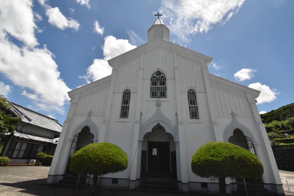 水ノ浦教会！
中には入れなかったけど、外観が綺麗！